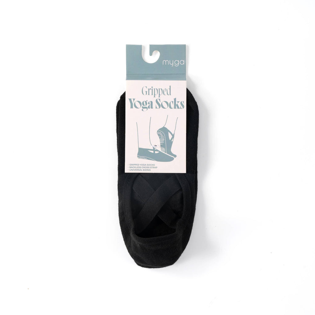 Backless Cross-Strap Gripped Yoga Socks – Non-Slip.