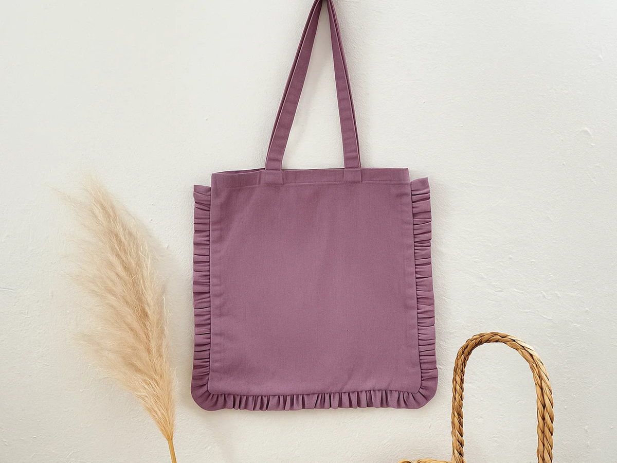 Canvas Ruffle Tote | Canvas Colored Tote Bag | Unbranded
