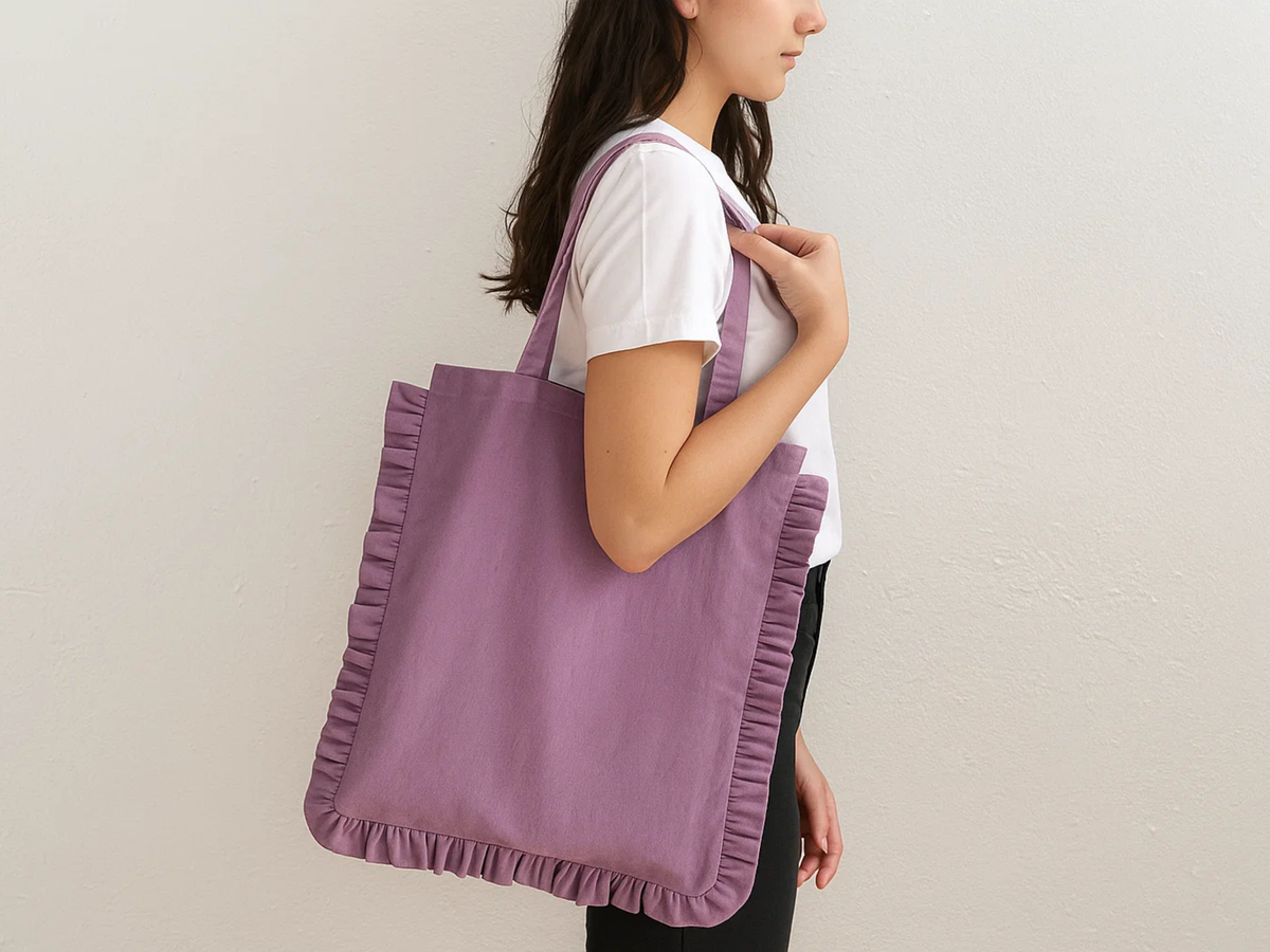 Canvas Ruffle Tote | Canvas Colored Tote Bag | Unbranded